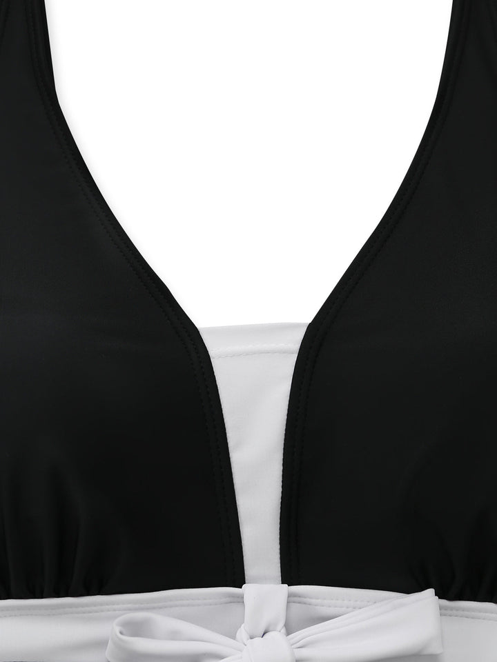 Black Colorblock Tropical Tankini Set 5