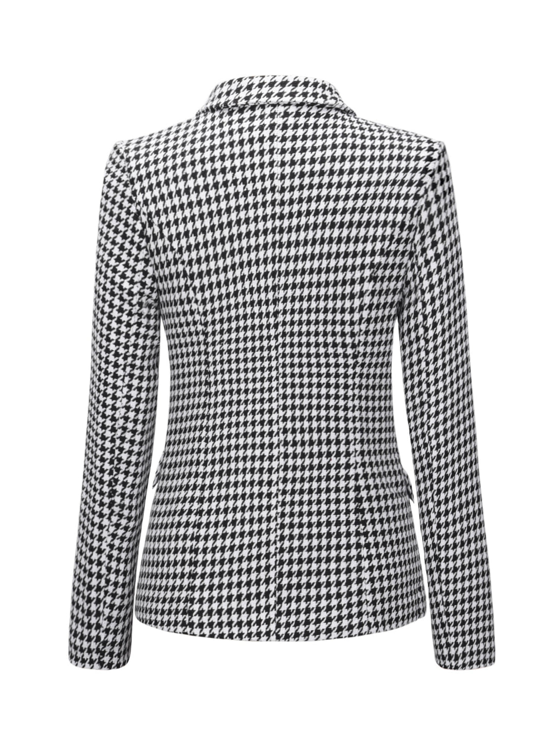 This Black &amp; White 1950s Double Breasted Houndstooth Blazer is her armor of 1950s elegance