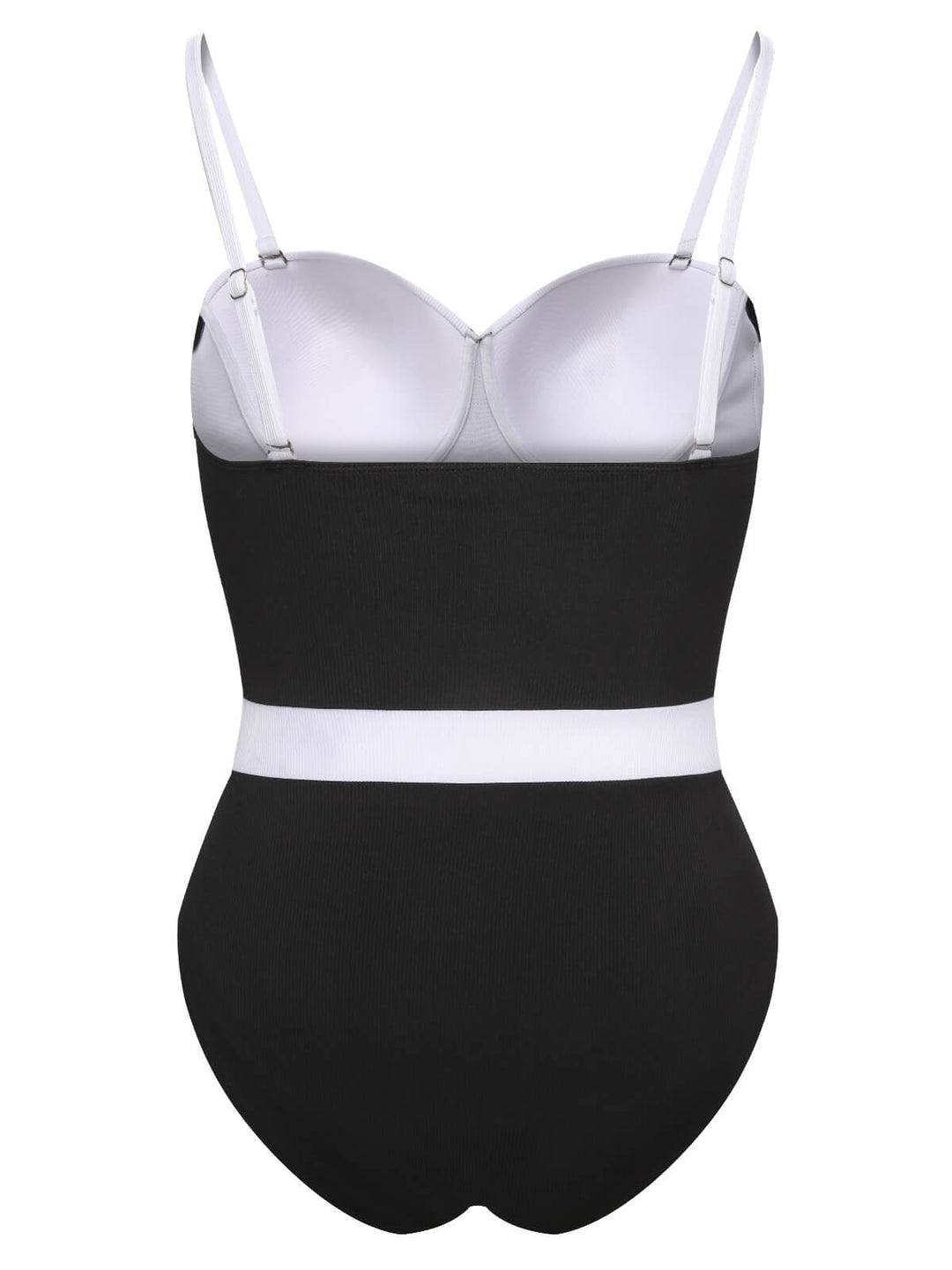 [Plus Size] Black &amp; White 1950s Patchwork Strap Swimsuit, vintage swimsuit, pin-up swimwear - perfect for women who love vintage and retro fashion