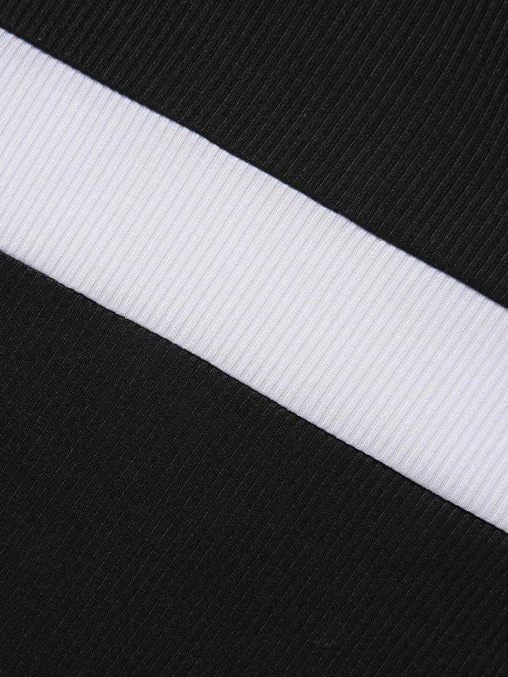 [Plus Size] Black &amp; White 1950s Patchwork Strap Swimsuit, vintage swimsuit, pin-up swimwear - perfect for women who love vintage and retro fashion
