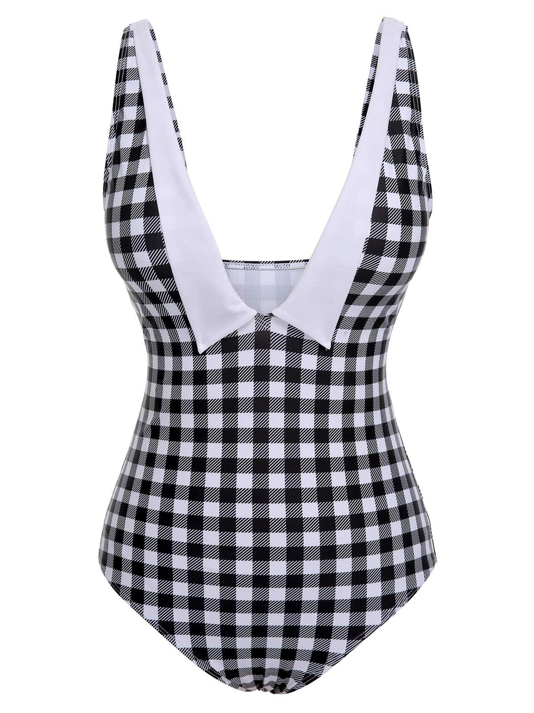 Black &amp; White 1950s Plaid One-Piece Swimsuit, vintage swimsuit, pin-up swimwear - perfect for women who love vintage and retro fashion