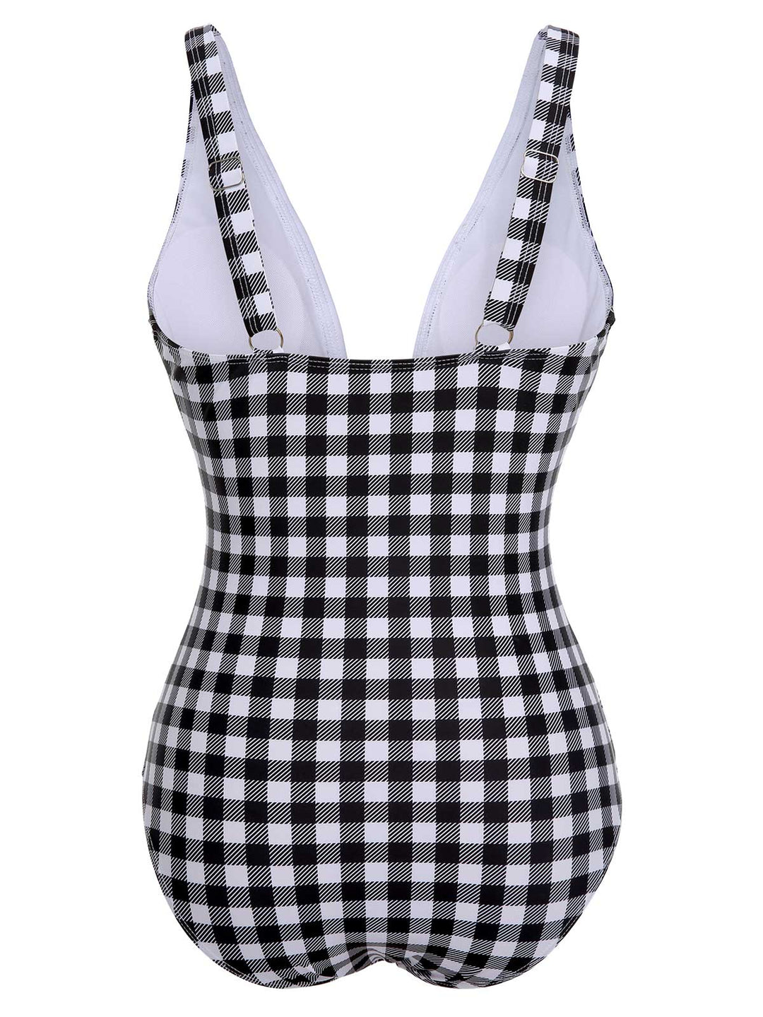 Black &amp; White 1950s Plaid One-Piece Swimsuit, vintage swimsuit, pin-up swimwear - perfect for women who love vintage and retro fashion