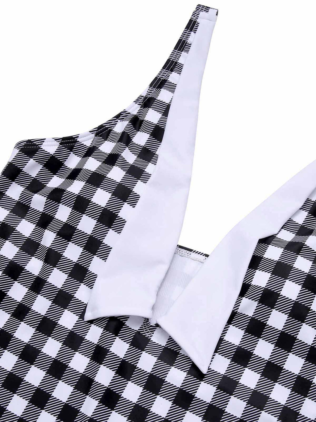 Black &amp; White 1950s Plaid One-Piece Swimsuit, vintage swimsuit, pin-up swimwear - perfect for women who love vintage and retro fashion