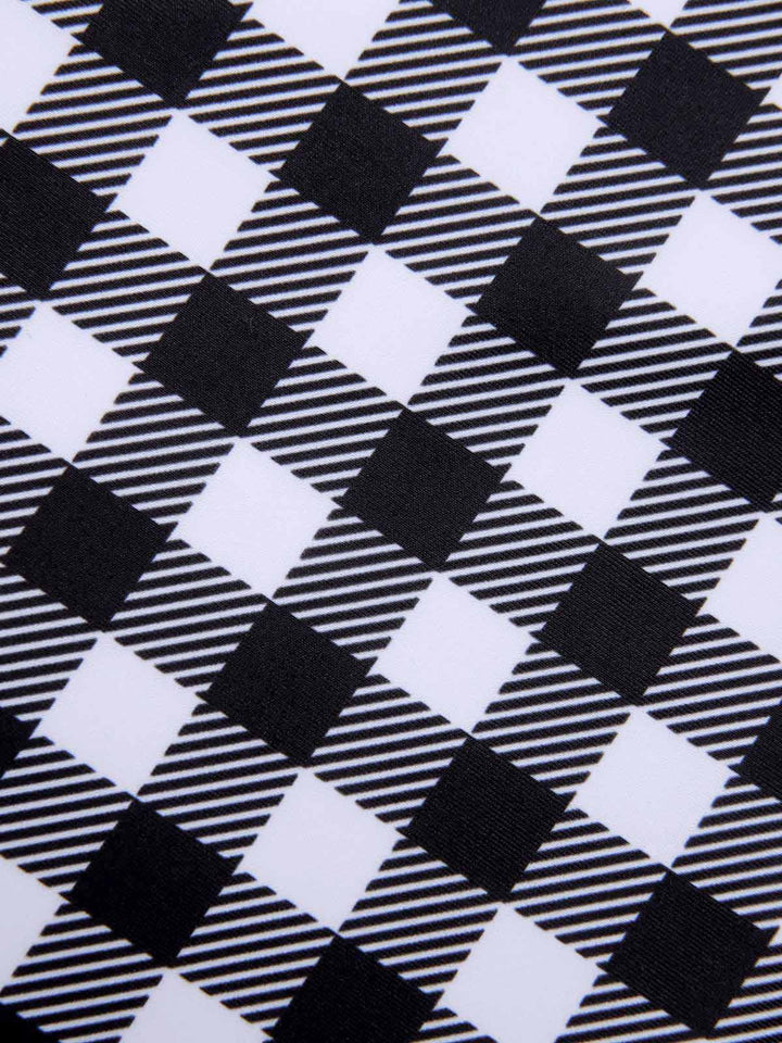 Black &amp; White 1950s Plaid One-Piece Swimsuit, vintage swimsuit, pin-up swimwear - perfect for women who love vintage and retro fashion