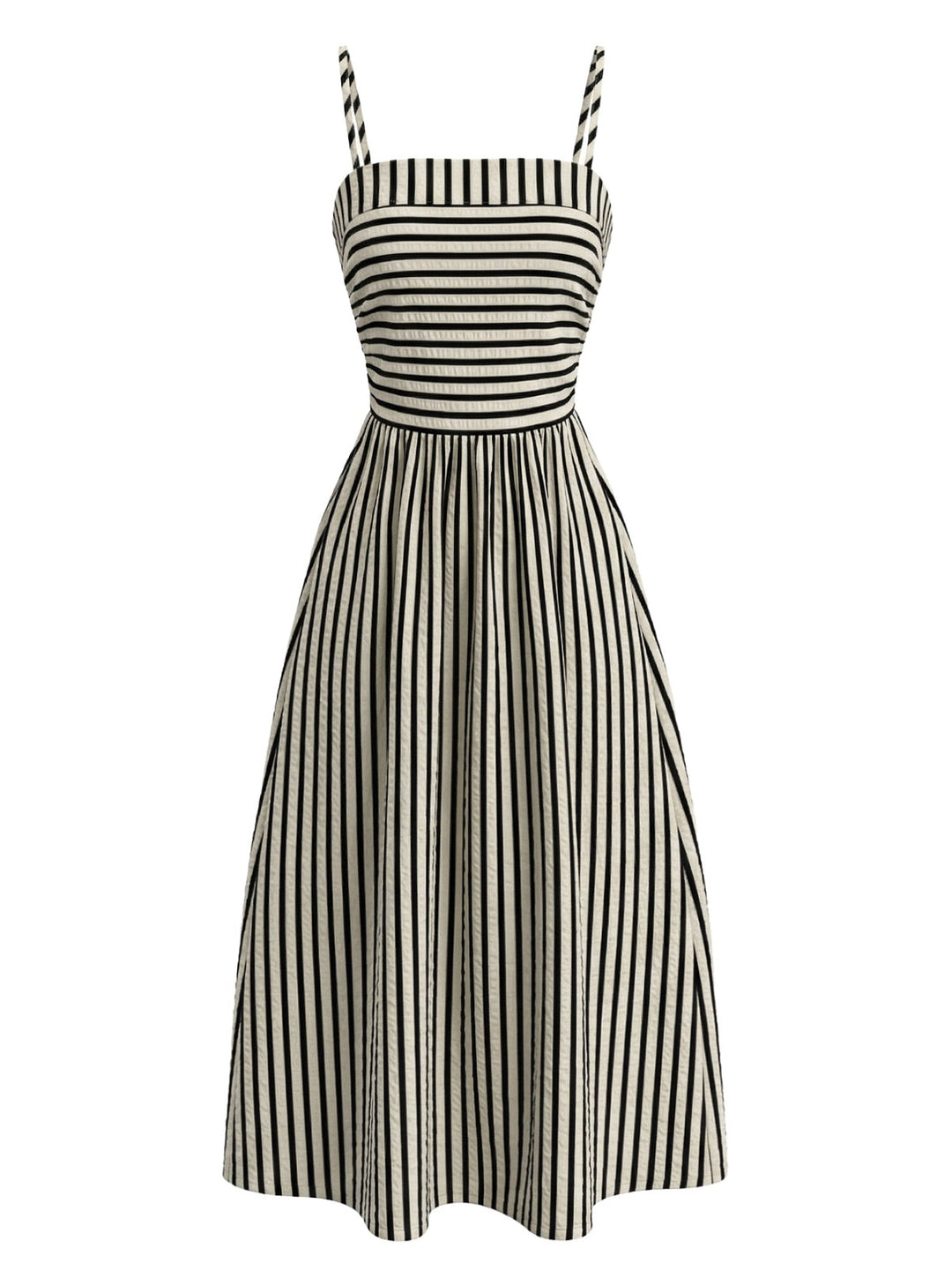 Black White 1950s Spaghetti Strap Long Dress - vintage dress, retro fashion, rockabilly