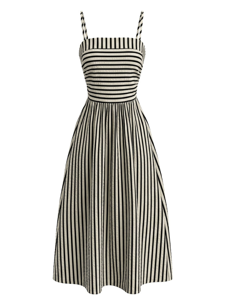 Black White 1950s Spaghetti Strap Long Dress - vintage dress, retro fashion, rockabilly
