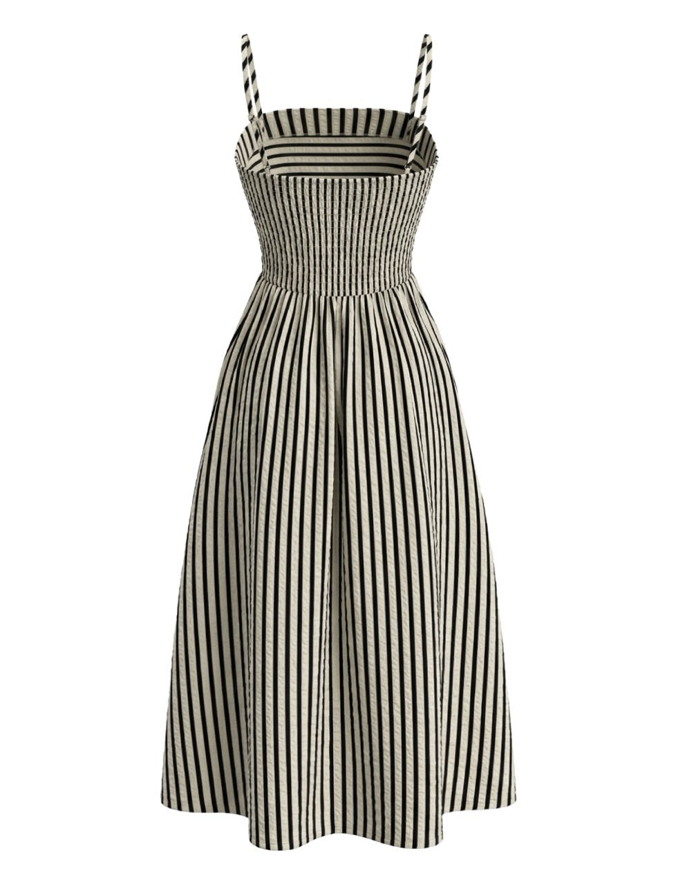 Black White 1950s Spaghetti Strap Long Dress - vintage dress, retro fashion, rockabilly