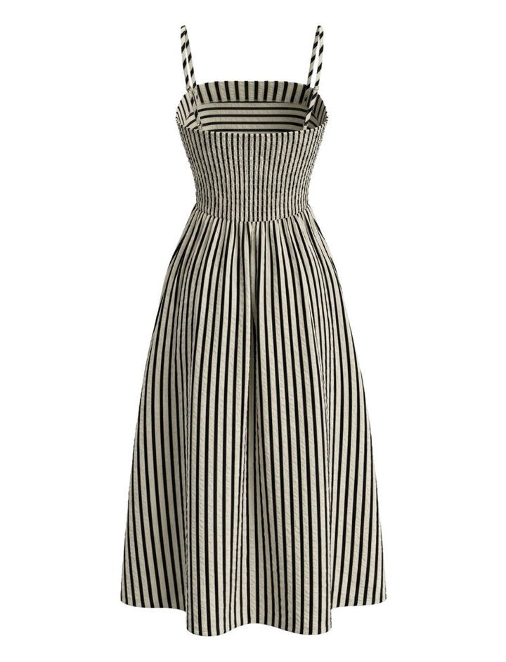 Black White 1950s Spaghetti Strap Long Dress - vintage dress, retro fashion, rockabilly