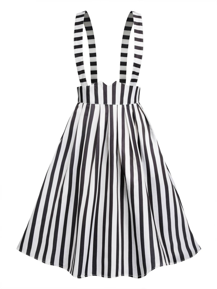 Black &amp; White 1950s Stripes Suspender Skirt: timeless style reimagined