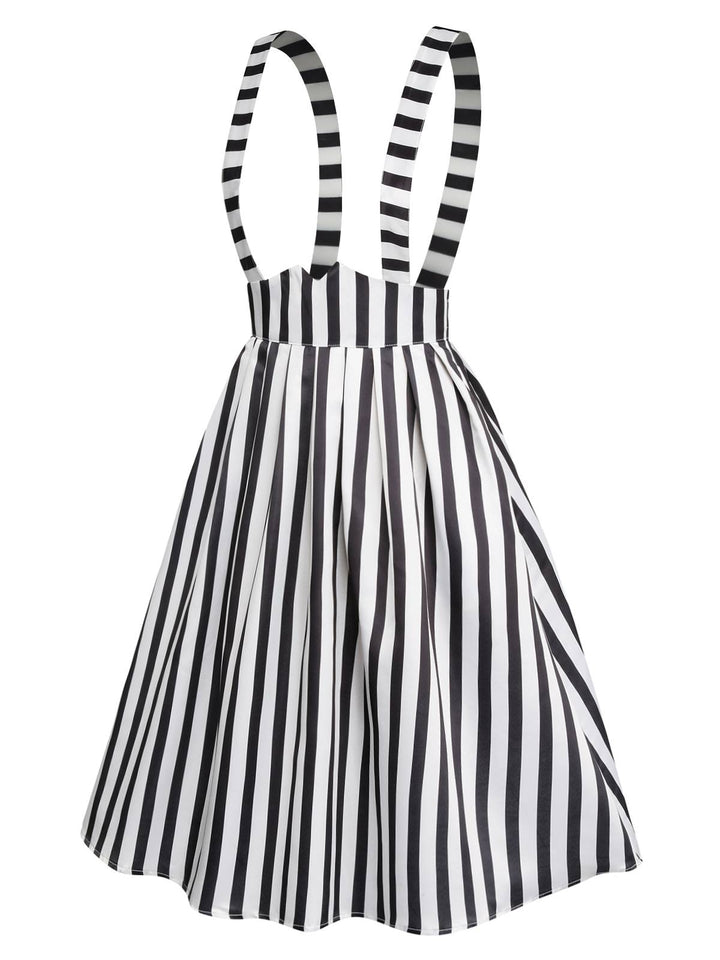 Black &amp; White 1950s Stripes Suspender Skirt, vintage skirt, retro style - perfect for women who love vintage and retro fashion
