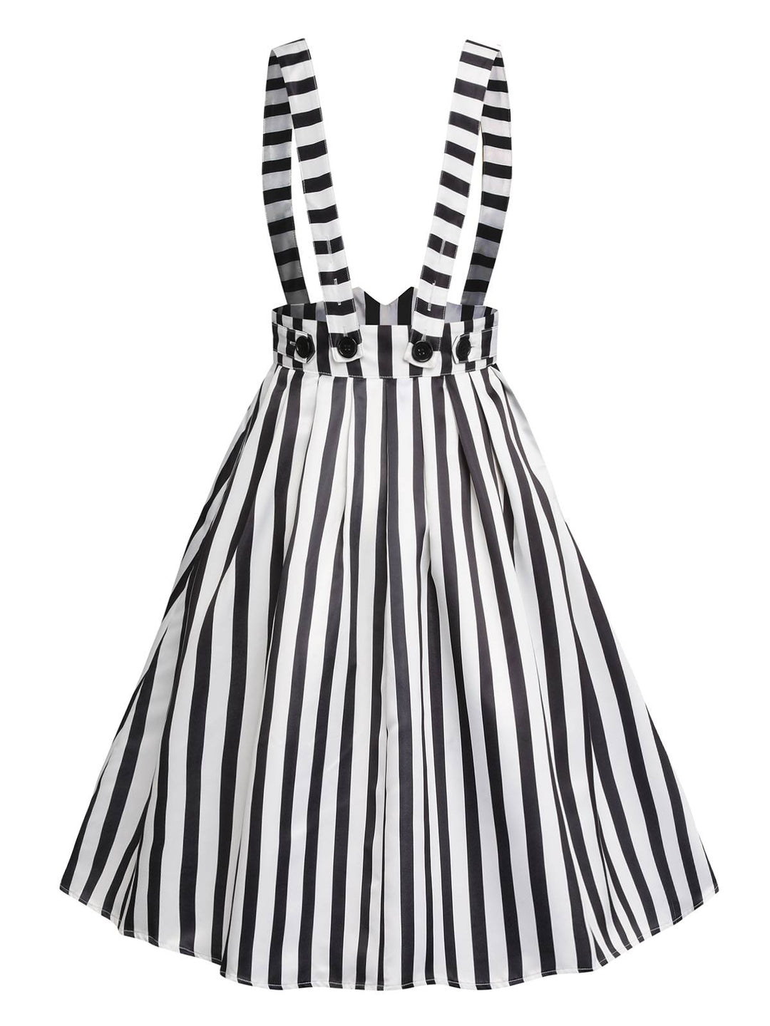 Black &amp; White 1950s Stripes Suspender Skirt, vintage skirt, retro style - perfect for women who love vintage and retro fashion