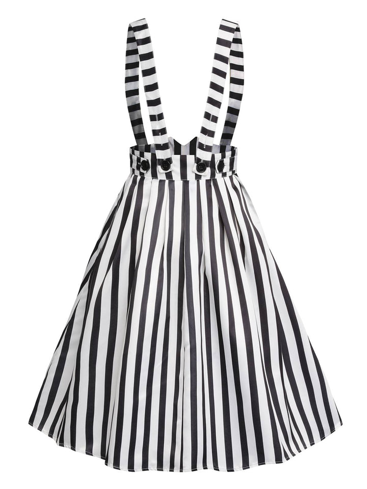 Black &amp; White 1950s Stripes Suspender Skirt, vintage skirt, retro style - perfect for women who love vintage and retro fashion