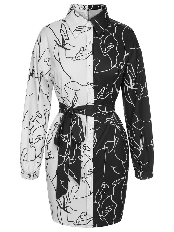 Black &amp; White 1960s Abstract Art Lapel Dress, vintage dress, retro fashion - perfect for women who love vintage and retro fashion