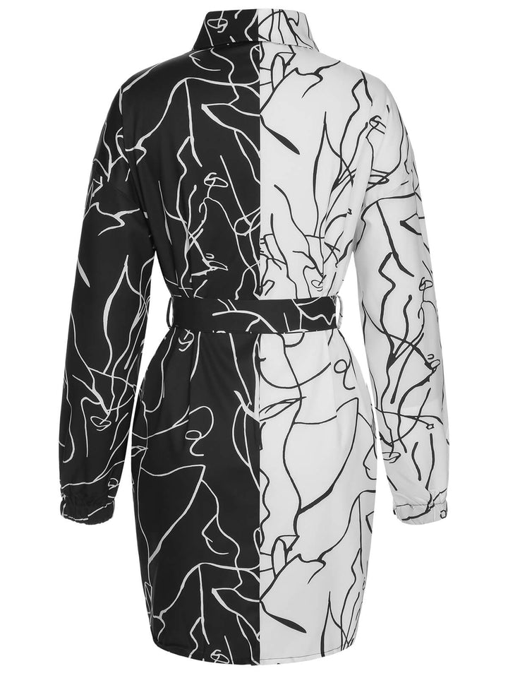 Black &amp; White 1960s Abstract Art Lapel Dress, vintage dress, retro fashion - perfect for women who love vintage and retro fashion