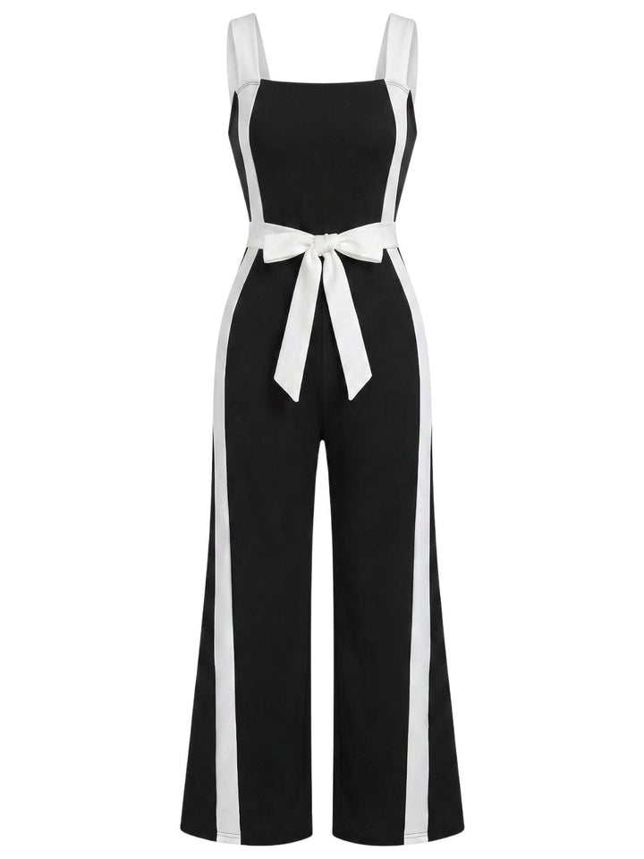 Black &amp; White 1960s Color Block Suspender Jumpsuit, vintage romper, retro jumpsuit - perfect for women who love vintage and retro fashion