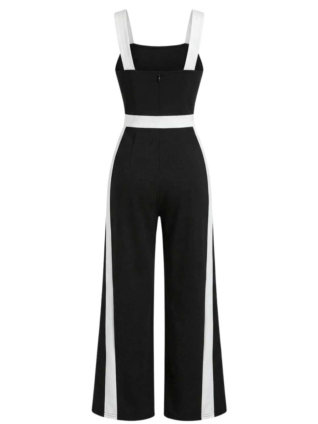 Black &amp; White 1960s Color Block Suspender Jumpsuit, vintage romper, retro jumpsuit - perfect for women who love vintage and retro fashion