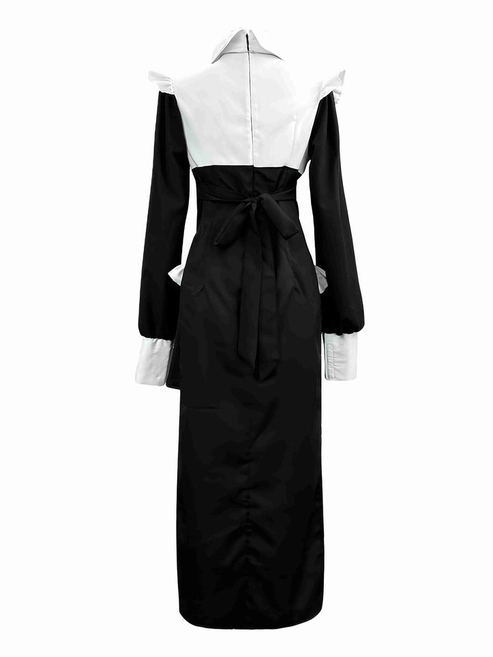 Black &amp; White 1960s Colorblock Nun Cosplay Dress - vintage dress, retro fashion, classic black