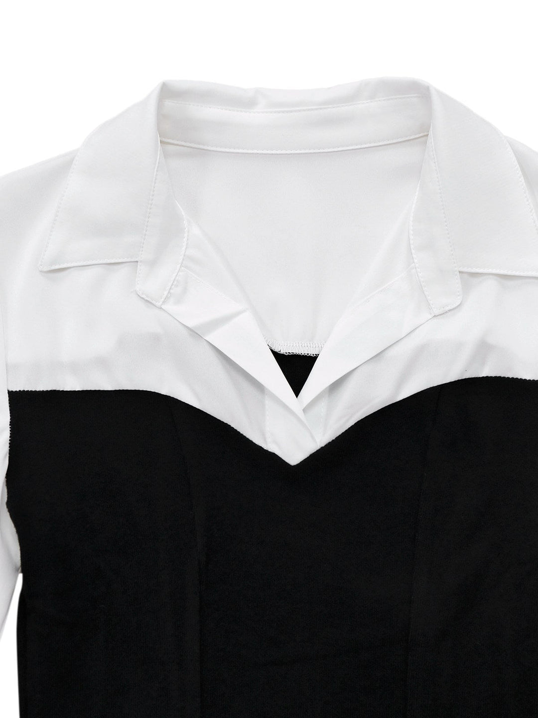 Black &amp; White 1960s Colorblock Pleated Lapel Dress - vintage dress, retro fashion, classic black