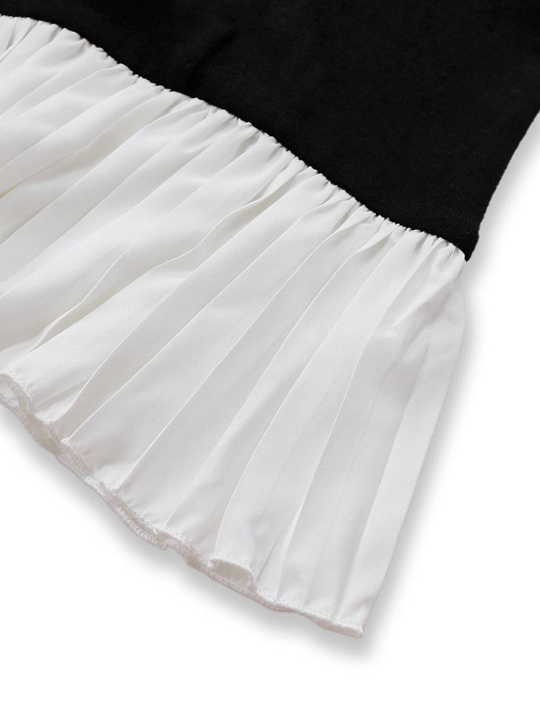 Black &amp; White 1960s Colorblock Pleated Lapel Dress - vintage dress, retro fashion, classic black