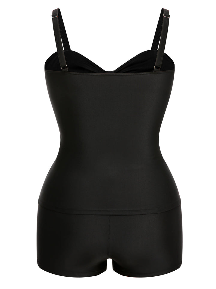 Black &amp; White 1960s Geometric Lace-Up Swimsuit: 1960s Riviera elegance, reimagined for her