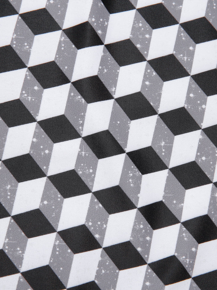 Black &amp; White 1960s Geometric Lace-Up Swimsuit — because 1960s glamour never goes out of style