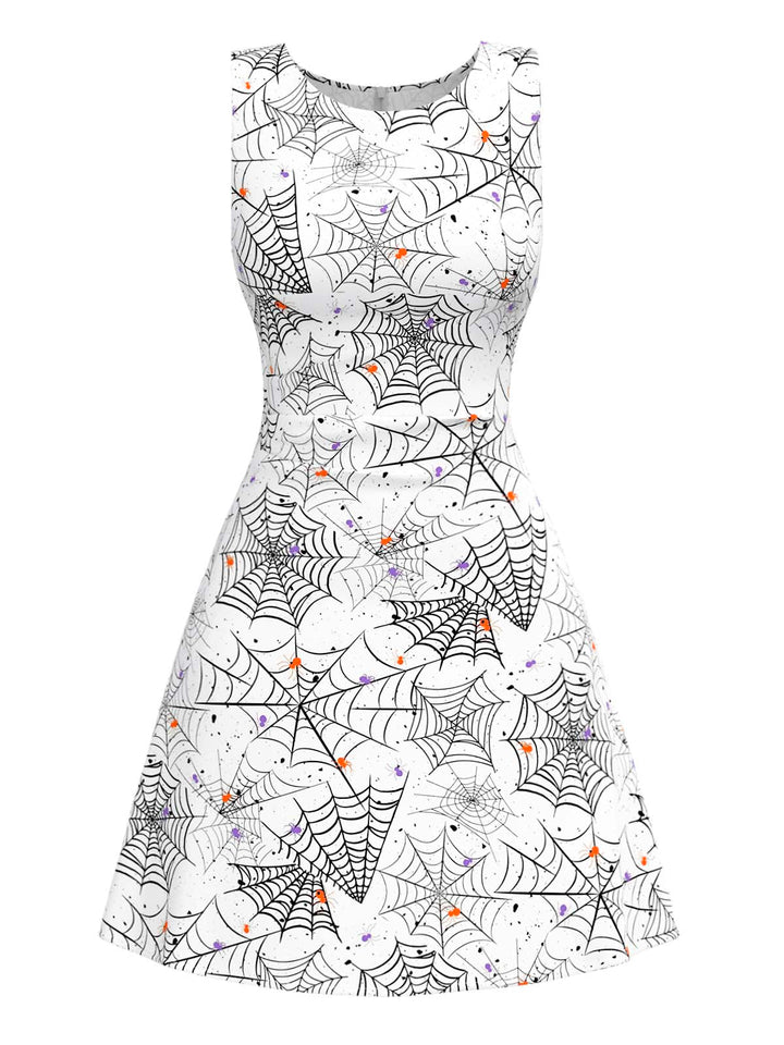 Black &amp; White 1960s Horror Spider Web Dress - vintage dress, retro fashion, classic black