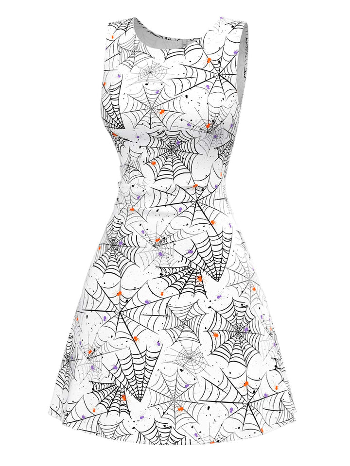 Black &amp; White 1960s Horror Spider Web Dress - vintage dress, retro fashion, classic black