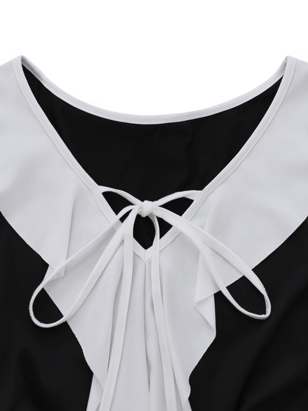 Black &amp; White 1960s Ruffled Peplum Dress - vintage dress, retro fashion, classic black