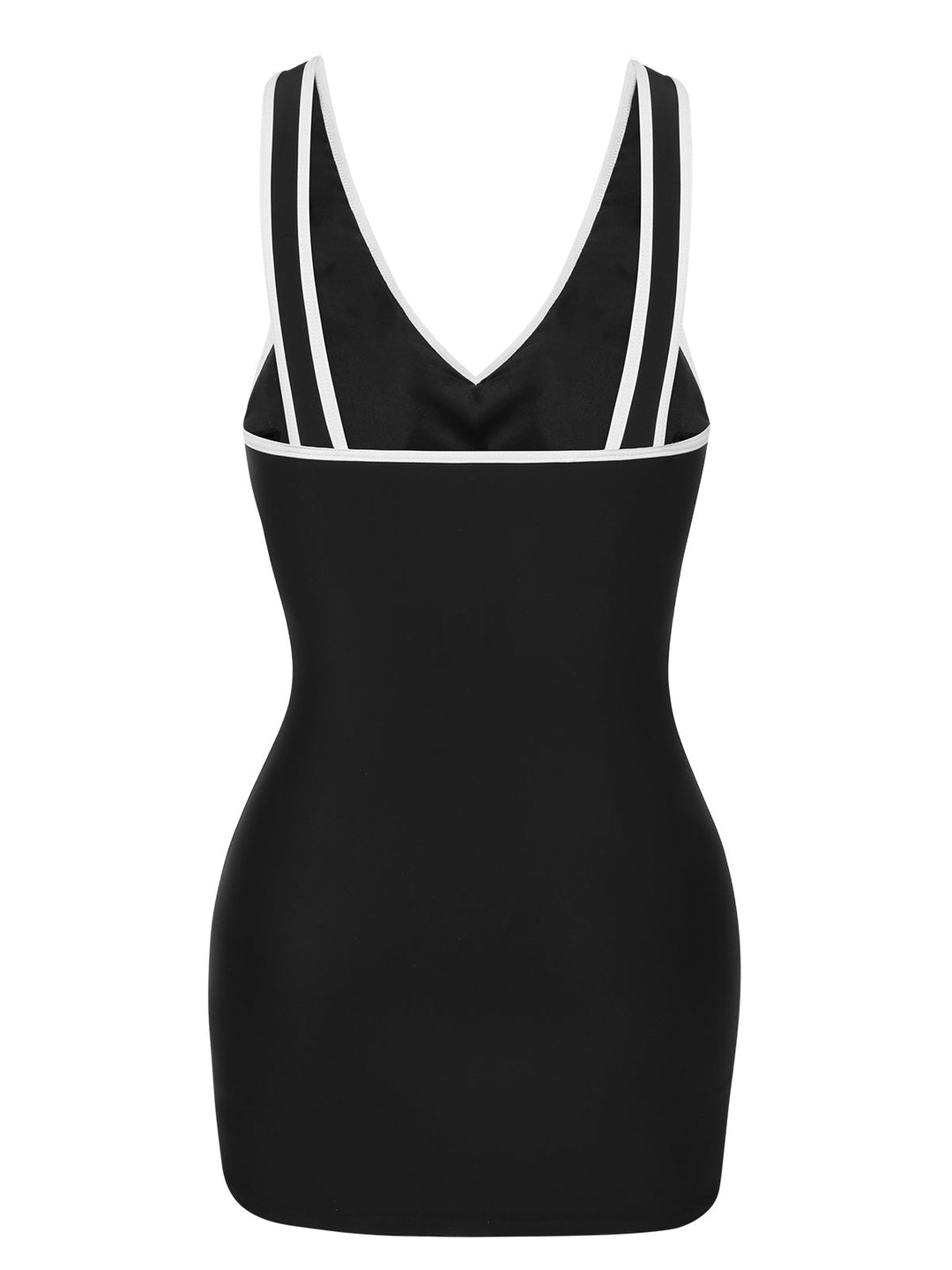Black &amp; White 1960s Solid Contrast Binding Swimsuit, vintage swimsuit, pin-up swimwear - perfect for women who love vintage and retro fashion