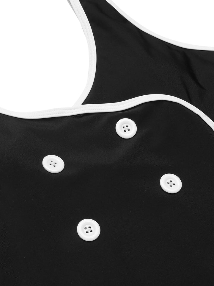 Black &amp; White 1960s Solid Contrast Binding Swimsuit, vintage swimsuit, pin-up swimwear - perfect for women who love vintage and retro fashion