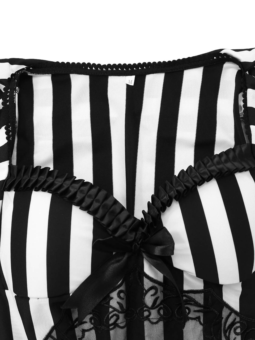 Black &amp; White 1970s Lace Patchwork Stripe Dress - vintage dress, retro fashion, classic black