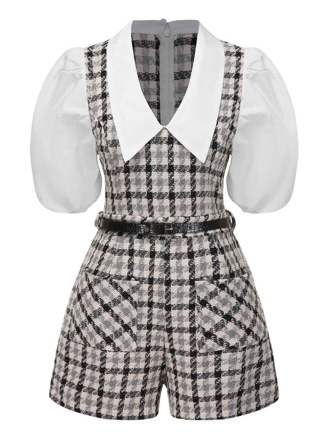 1970s Lapel Plaid Belted Romper | 1970s | vintage romper, retro jumpsuit