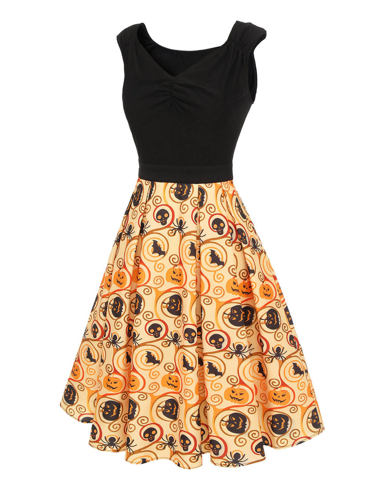 Black &amp; Yellow 1950s Pumpkin Bat Spider Dress, vintage dress, retro fashion, rockabilly, pin-up fashion - perfect for women who love vintage and retro fashion