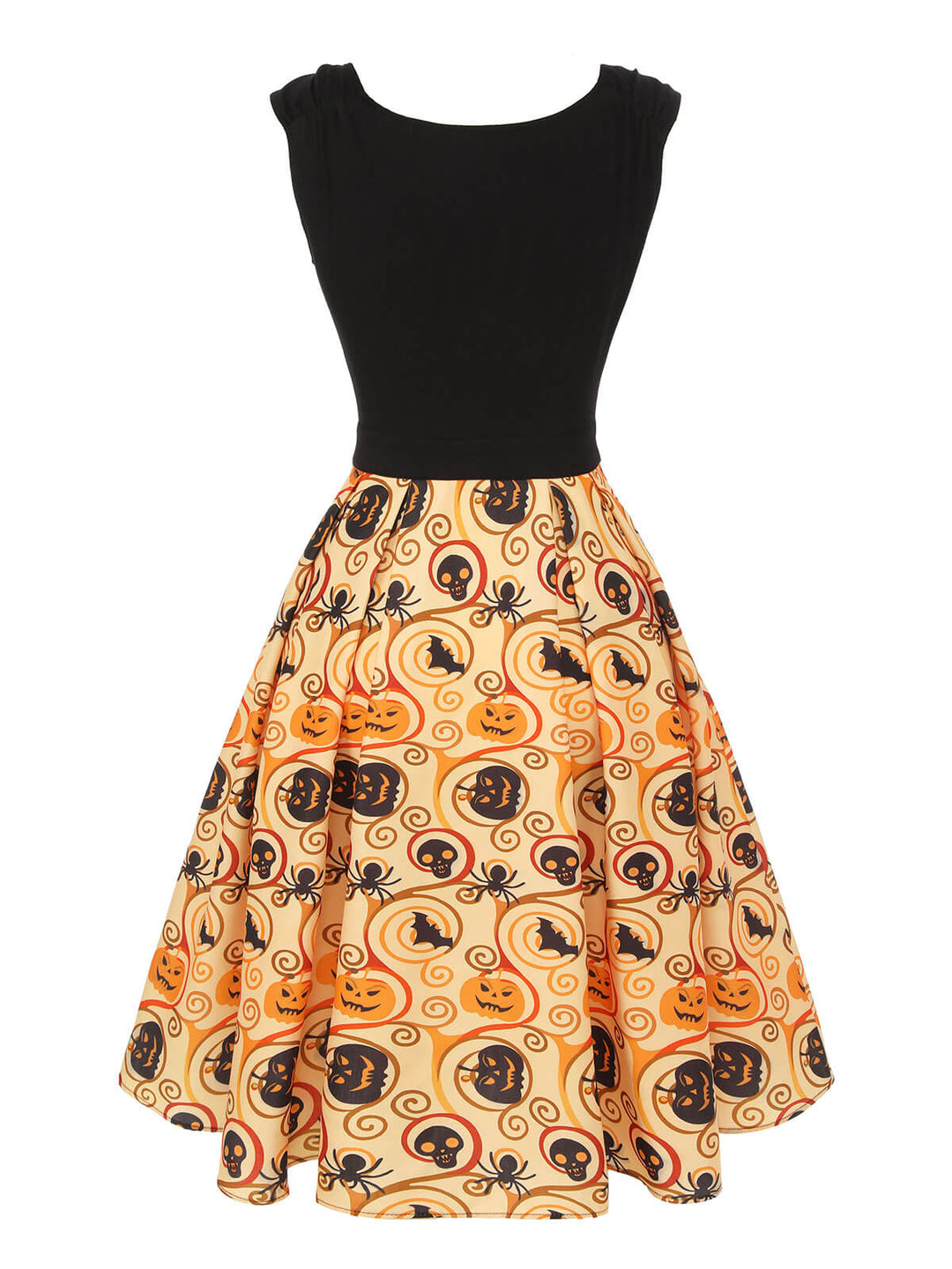 Black &amp; Yellow 1950s Pumpkin Bat Spider Dress, vintage dress, retro fashion, rockabilly, pin-up fashion - perfect for women who love vintage and retro fashion