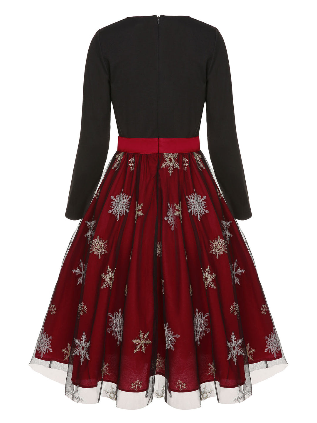 Black&amp;Red 1950s Christmas Snowflake Mesh Dress, vintage dress, retro fashion, rockabilly, pin-up fashion - perfect for women who love vintage and retro fashion