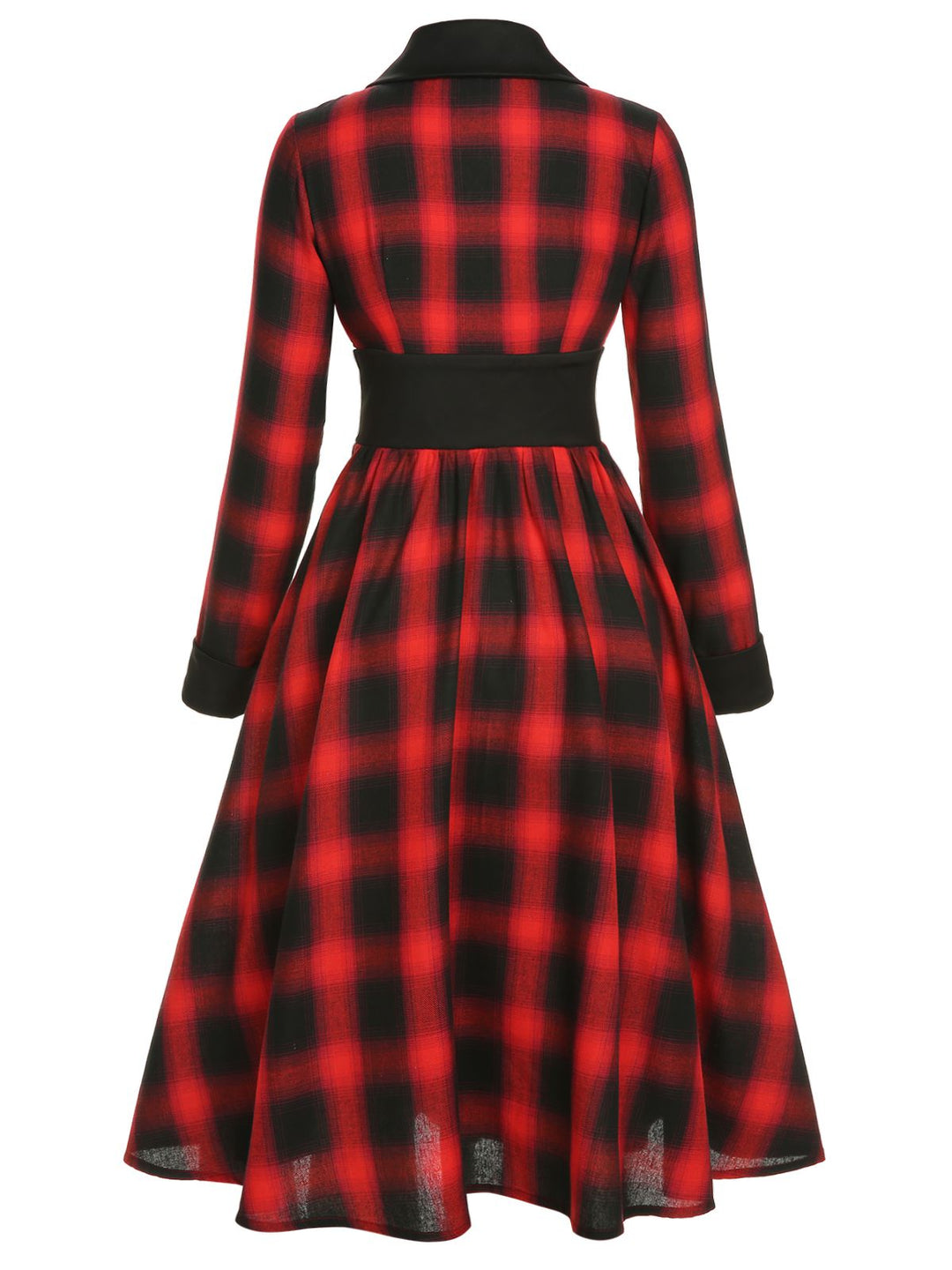 Black&amp;Red 1950s Gingham Plaid Button Lapel Dress, vintage dress, retro fashion, rockabilly, pin-up fashion - perfect for women who love vintage and retro fashion