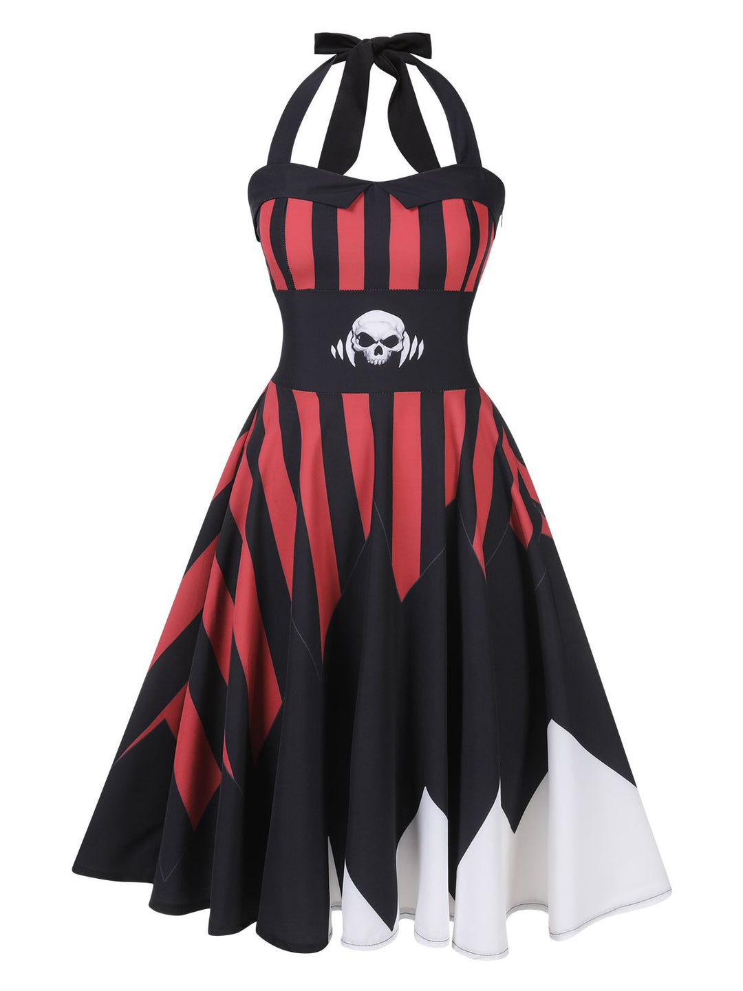 Black&amp;Red 1950s Halloween Halter Skull Dress, vintage dress, retro fashion, rockabilly, pin-up fashion - perfect for women who love vintage and retro fashion