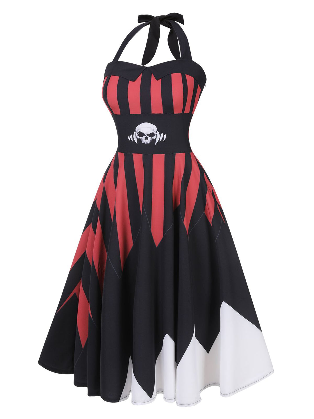Black&amp;Red 1950s Halloween Halter Skull Dress, vintage dress, retro fashion, rockabilly, pin-up fashion - perfect for women who love vintage and retro fashion