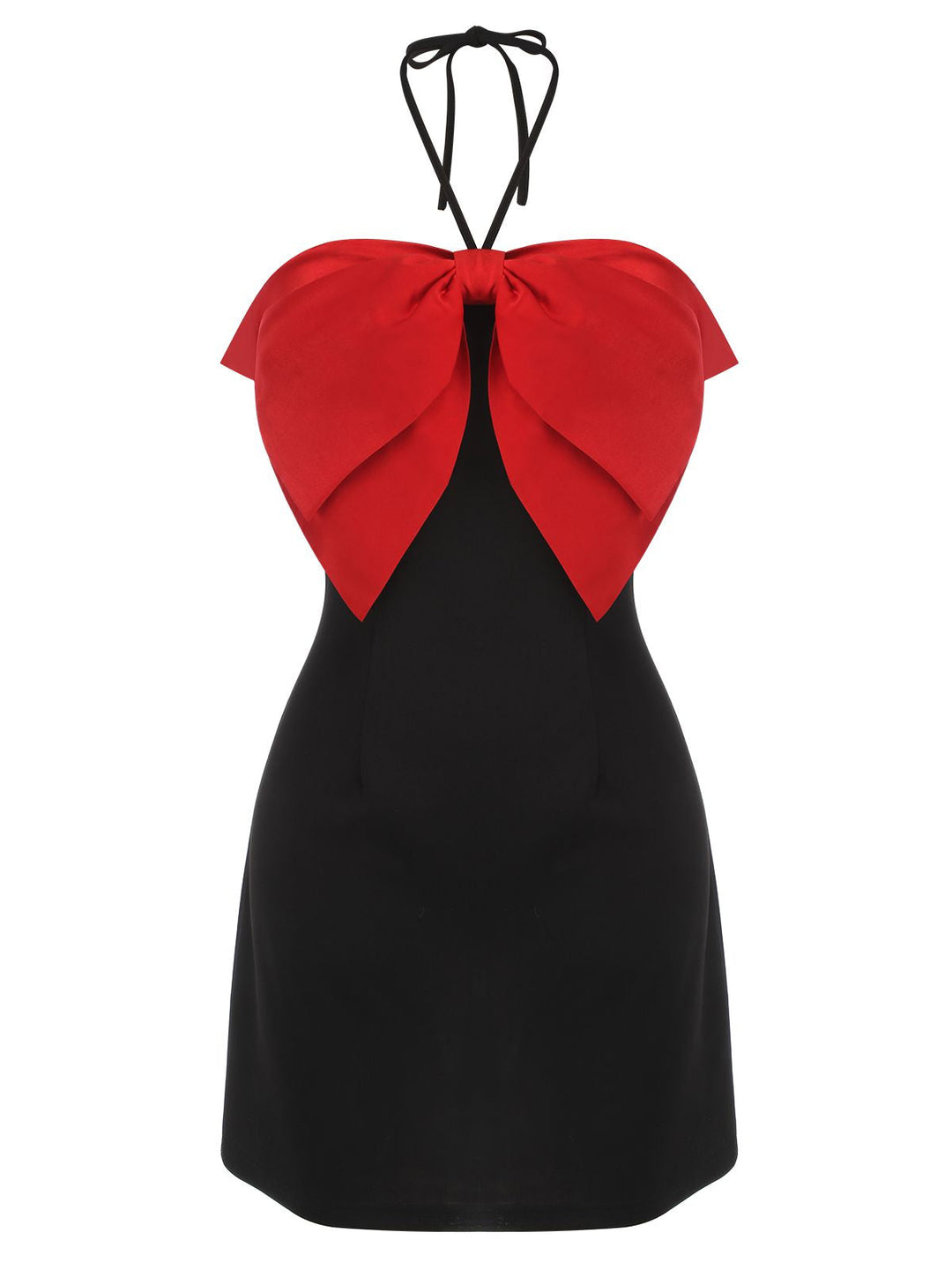Black&amp;Red 1960s Bow-knot Patchwork Wrap Dress, vintage dress, retro fashion - perfect for women who love vintage and retro fashion