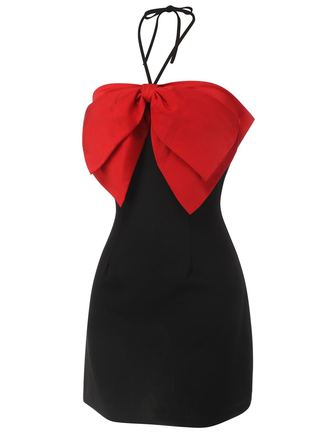 Black&amp;Red 1960s Bow-knot Patchwork Wrap Dress, vintage dress, retro fashion - perfect for women who love vintage and retro fashion