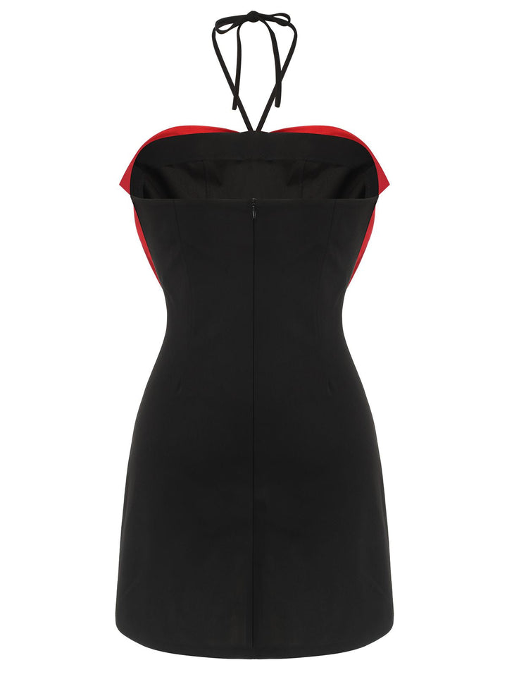 Black&amp;Red 1960s Bow-knot Patchwork Wrap Dress, vintage dress, retro fashion - perfect for women who love vintage and retro fashion