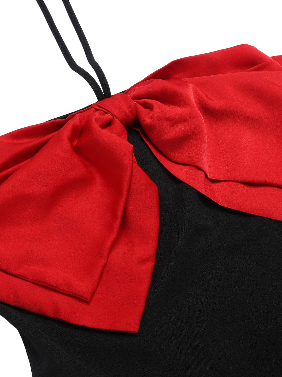 Black&amp;Red 1960s Bow-knot Patchwork Wrap Dress, vintage dress, retro fashion - perfect for women who love vintage and retro fashion