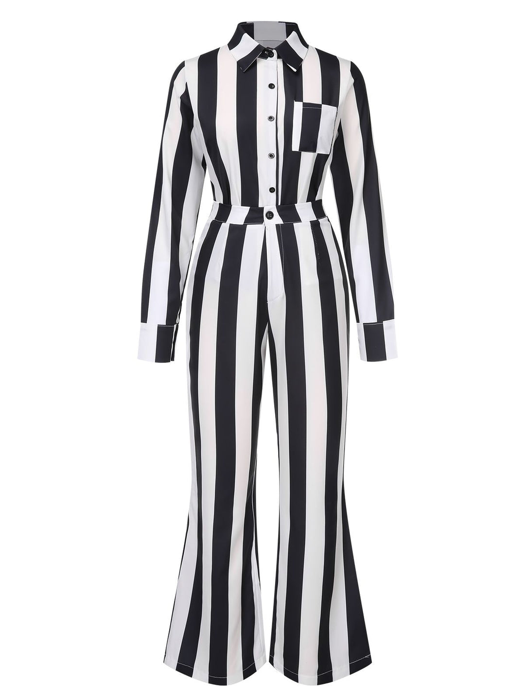 Black&amp;White 1970s Lapel Striped Contrast Color Suit, vintage fashion, retro style - perfect for women who love vintage and retro fashion