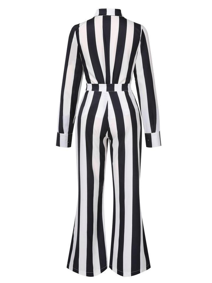 Black&amp;White 1970s Lapel Striped Contrast Color Suit, vintage fashion, retro style - perfect for women who love vintage and retro fashion
