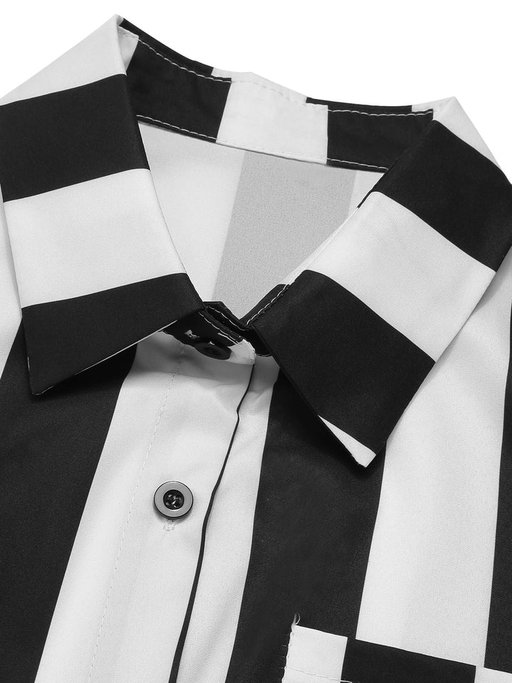 Black&amp;White 1970s Lapel Striped Contrast Color Suit, vintage fashion, retro style - perfect for women who love vintage and retro fashion