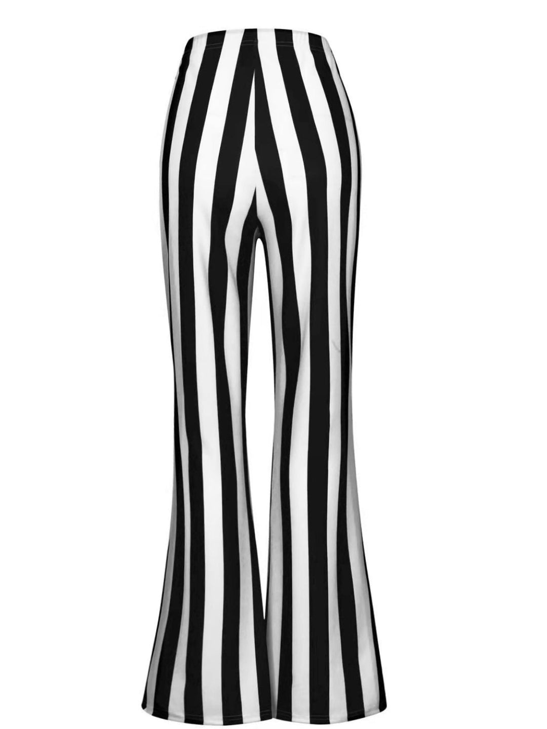 Black&amp;White 1970s Vertical Striped Flared Pants - vintage fashion, retro style, classic black