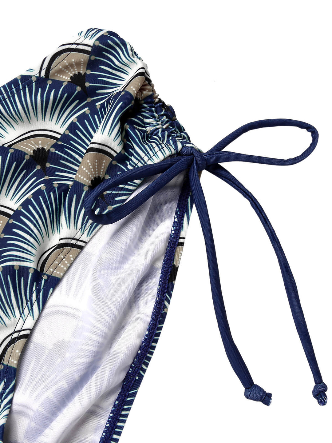 Blue 1930s Ancient Fan Lace-Up Bikini Set, vintage swimsuit, pin-up swimwear - perfect for women who love vintage and retro fashion