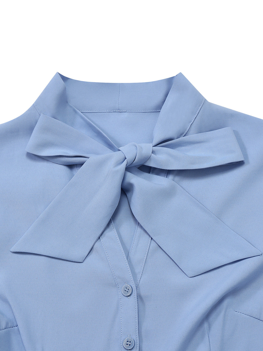 Blue 1930s Bow Tie Belted Pencil Dress - vintage dress, retro fashion