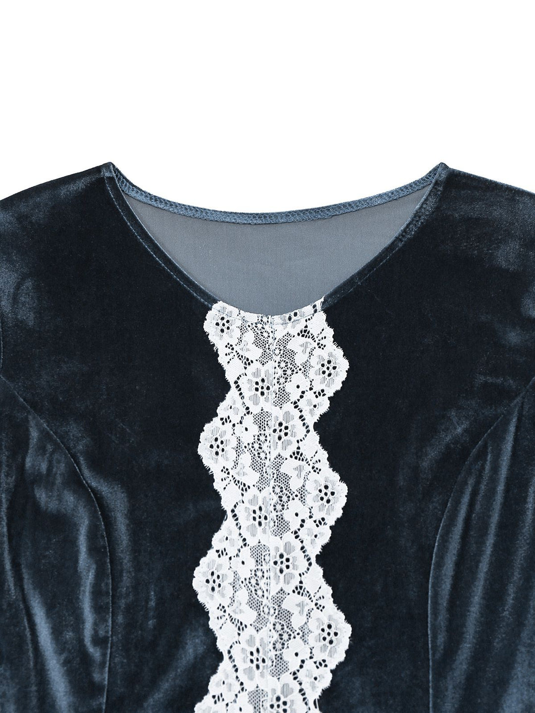 Blue 1930s Faux Fur Lace Patchwork Velvet Dress - vintage dress, fashion