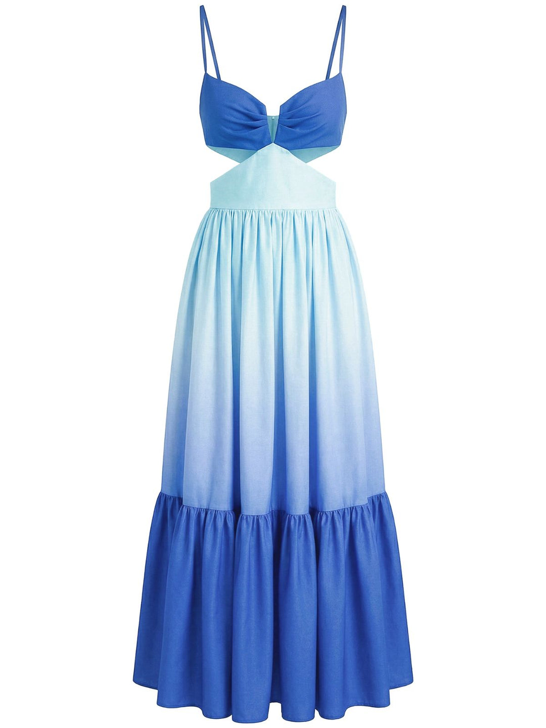 Blue 1930s Spaghetti Strap Cutout Ombre Maxi Dress - vintage dress, retro fashion for vintage lovers